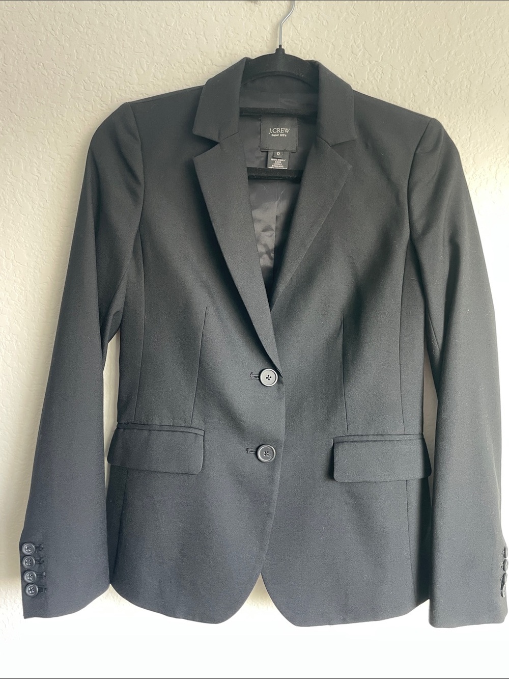 J. Crew Super 120’s Black Wool Women's Two-Button Blazer • Size 0 - Picture 8 of 13